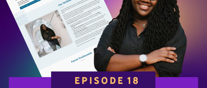 Woman smiling with a website layout in the background, text: Scale Your Joy Episode 18 Entrepreneurial Intervention: Asia Small of The Purpose of Prep